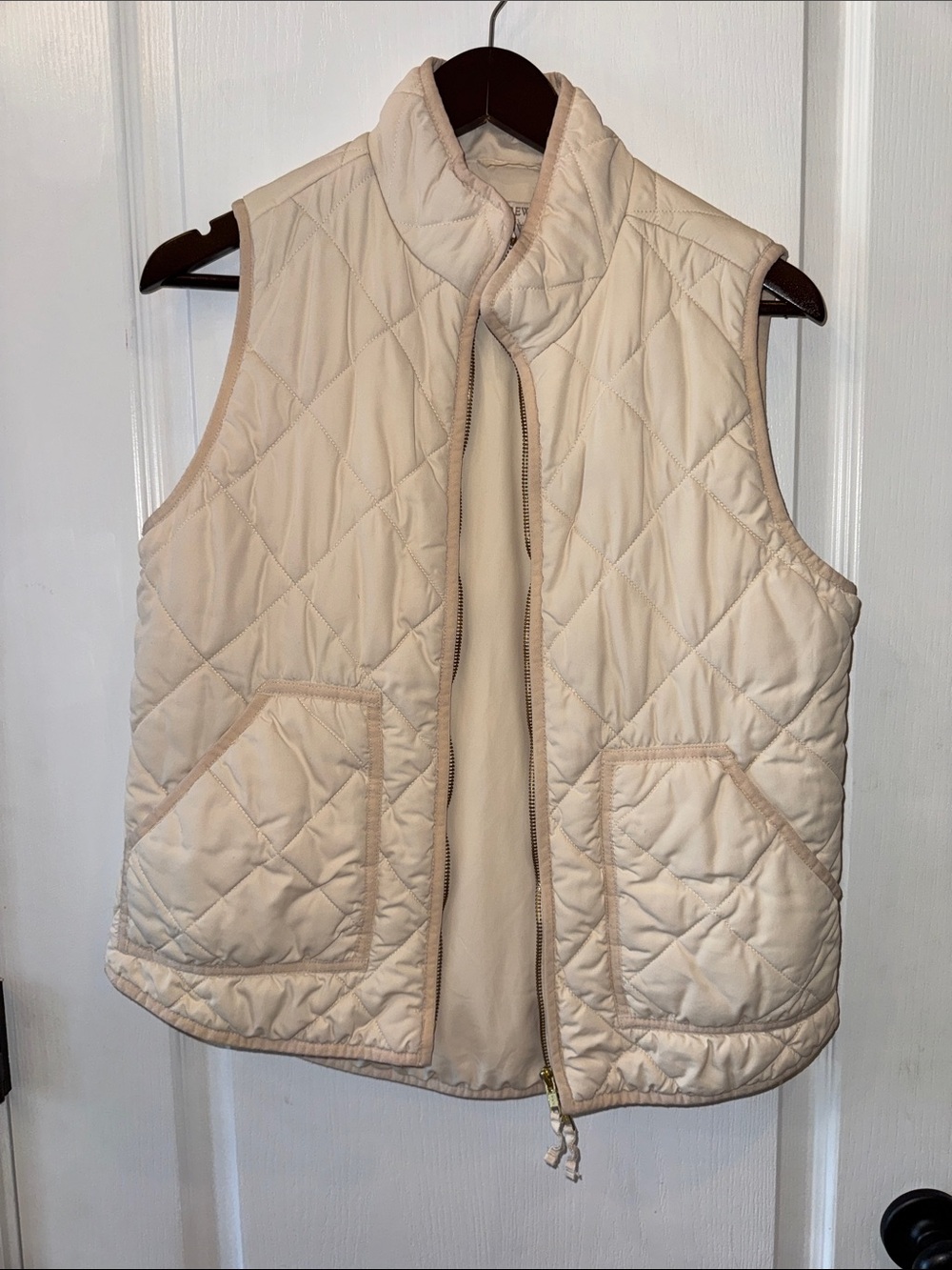 J. Crew Light Cream Quilted Vest